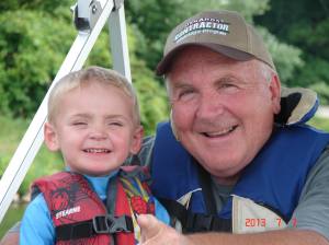 My Cousin Dan Harbit with his grandson at Lake McBride in Iowa
