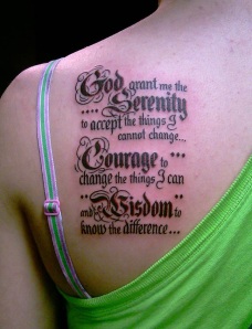 I guess this is ONE way to remember the Serenity Prayer.  Or, you could just get a plaque.  That would work, too...